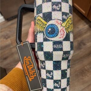 Von Dutch Black and White Checkered Decor with Yellow Winged Eye